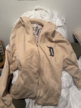 Disney Beige Hoodie with Embroidered D Logo